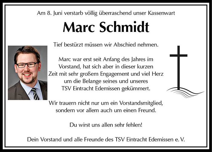 Der TSV Edemissen trauert um Marc Schmidt